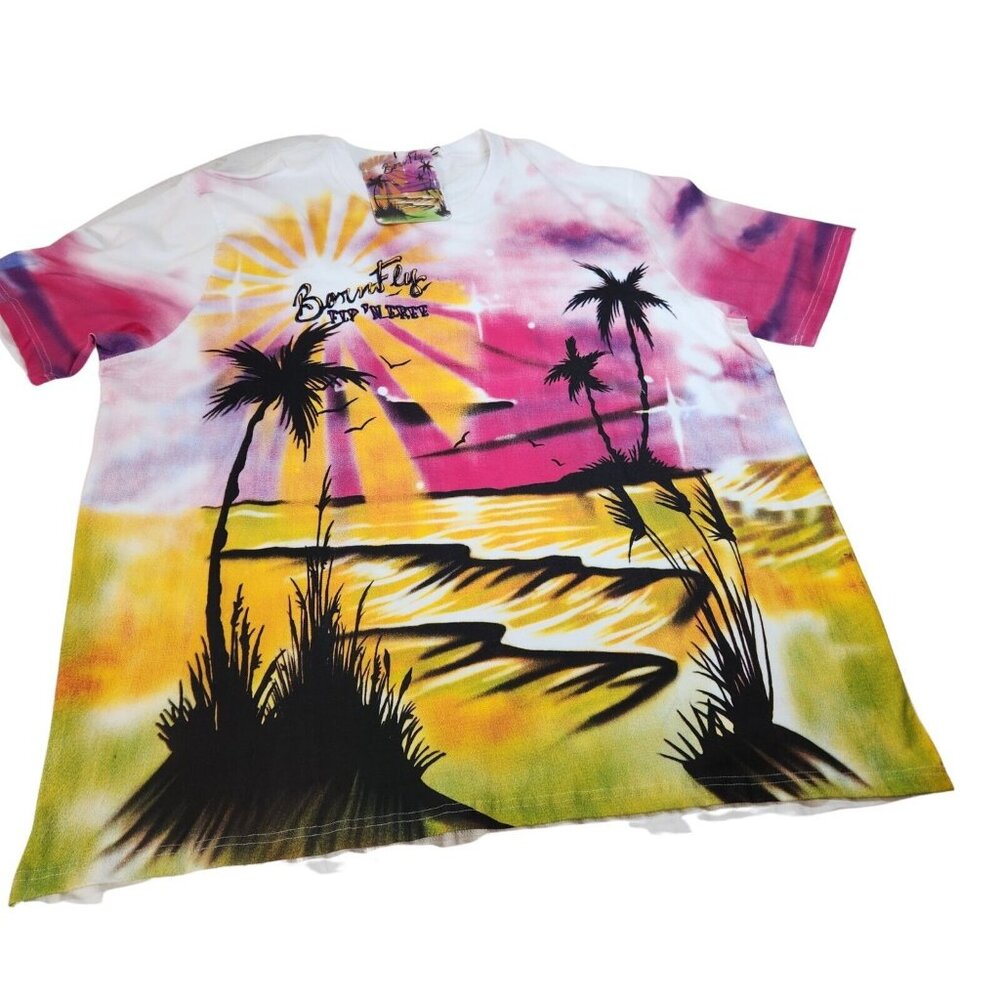 Born Fly Men's  "Fly 'N Free " Multicolor Graphic Print T-Shirt Size 2XL (40) - Picture 3 of 9